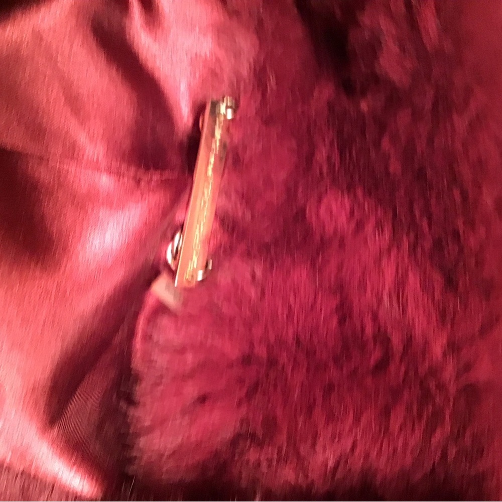 Diane Von Furstenburg womens burgundy faux fur jacket size small - Picture 11 of 11